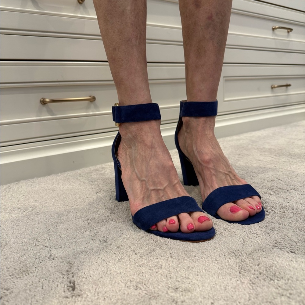 Elegant Blue Suede Women's Heels